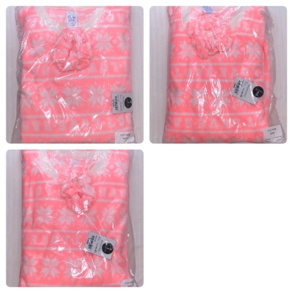 New Womens 2 Piece Pajamas PJ Set with Matching Hair Scrunchie - Picture 3 of 12